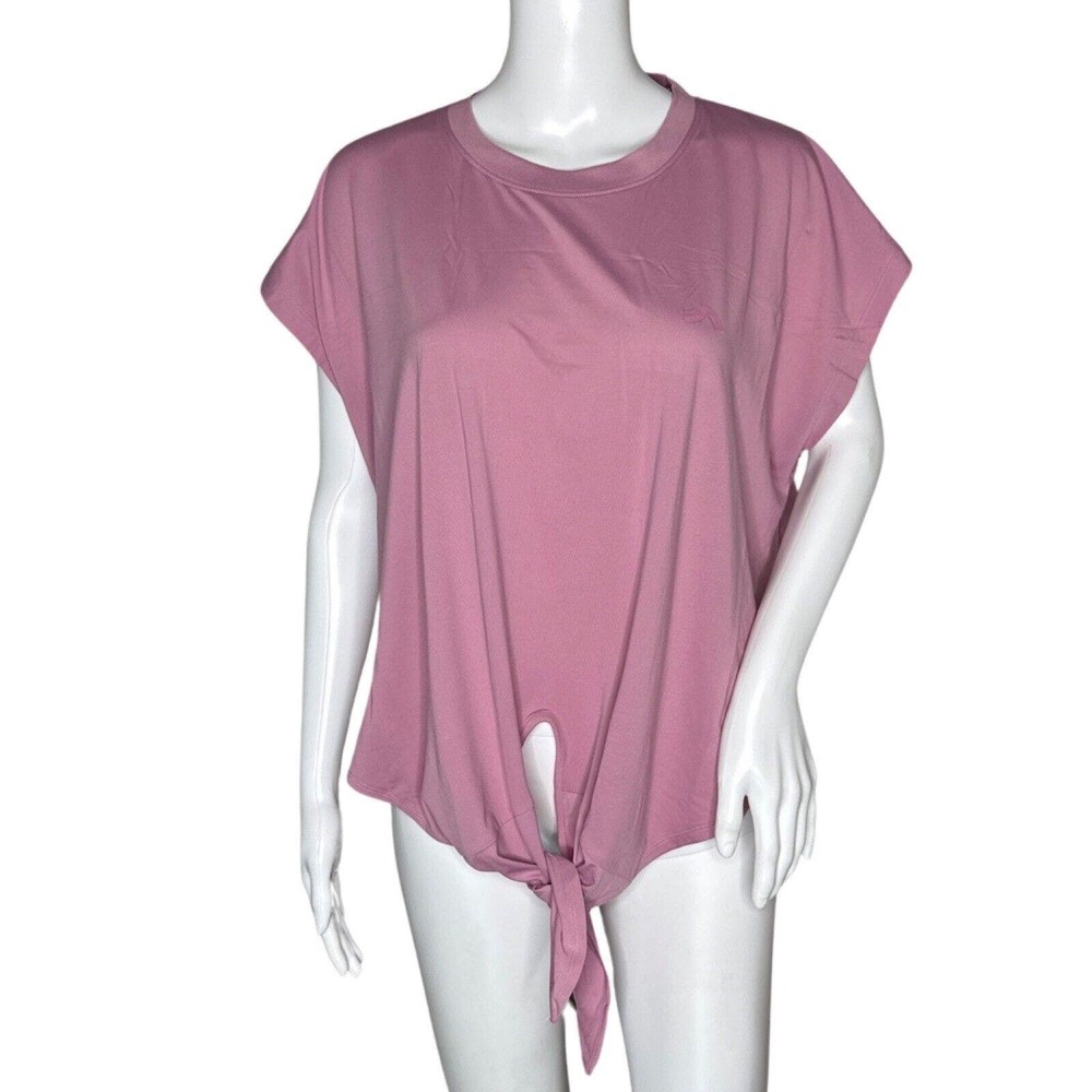 Crivit Shirt Womens Large Pink Tie Front‎ Casual Commute Workout Gym Athleisure